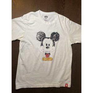 Uniqlo UT Mickey Mouse White Disney White Scribble Shirt Men's Size Medium